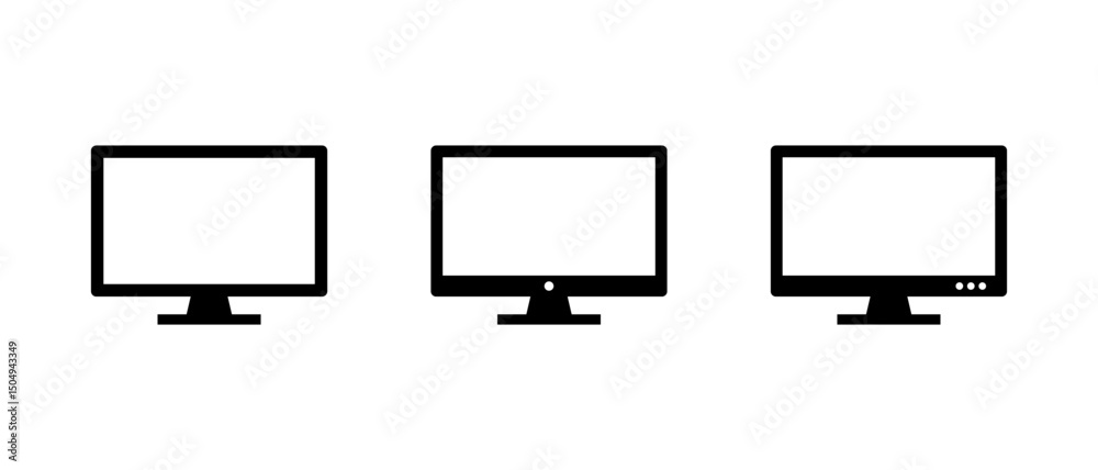 Poster display monitor icon set in generic style. computer desktop screen sign symbol