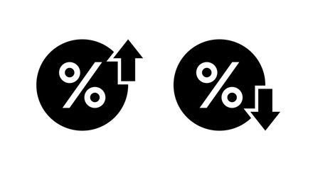 Up and down percent icon. Increase and decrease percentage arrow sign symbol