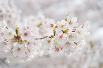 Obraz premium Pink cherry blossoms bloom on a beautiful tree branch in spring, showcasing nature's delicate beauty