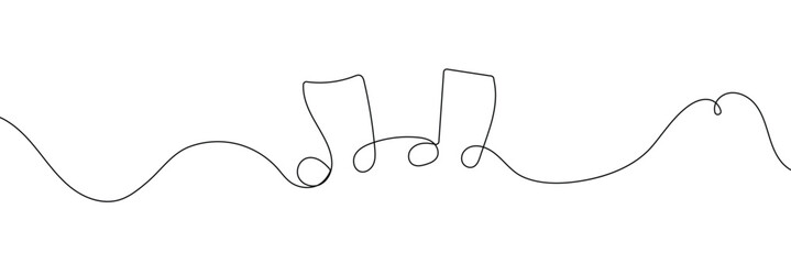 One line music key symbol. Continuous line art drawing classical cultural melody sound silhouette. Hand drawing doodle element vector illustration 