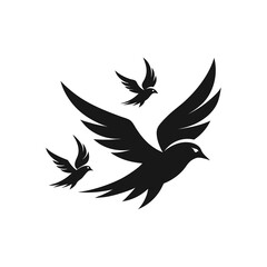 Fototapeta premium Group of Flying Swallow Silhouettes