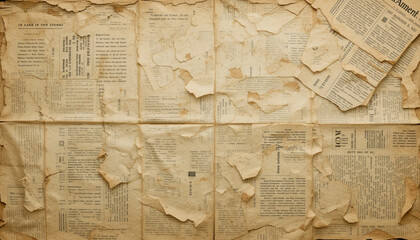 Grunge and aged vintage newspaper texture background