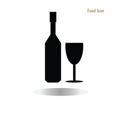 bottle and glass icon on white background