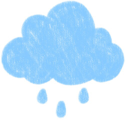 Crayon hand-drawn style rain cloud illustration