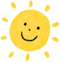 Fototapeta premium Crayon hand-drawn style sun illustration