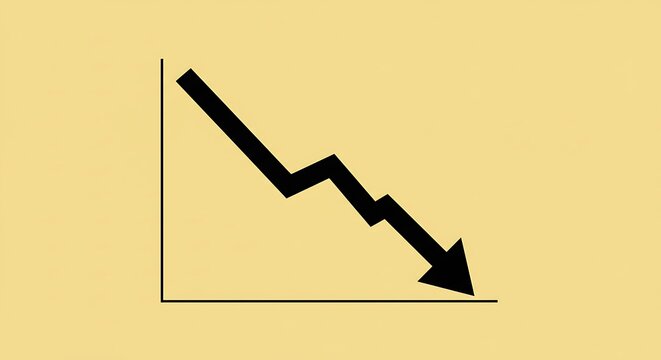 Downward trend arrow graph illustrates market decline and business loss
