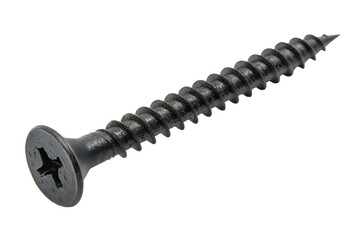 Black Drywall Screw Isolated on Transparent Background