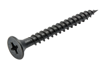 Black Drywall Screw Isolated on Transparent Background