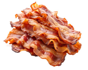 Crispy Bacon Strips Isolated on Transparent Background