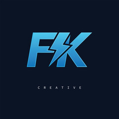 Obraz premium FK Monogram Logo – Bold Modern Letter mark for Creative Branding, Tech & Energy Identity