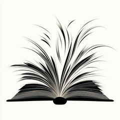 open book silhouette , black and white illustration isolated on white background
