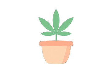 Obraz premium A simple illustration of a cannabis plant in a light orange pot, presented against a black background