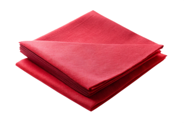 Red Paper Napkin Isolated on Transparent Background