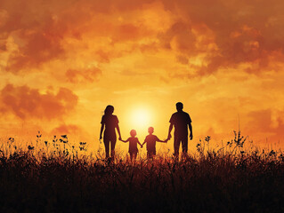 An artistic silhouette of a family, symbolizing unity and connection