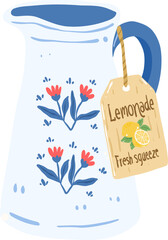 Illustrated Pitcher of Lemonade with Tag