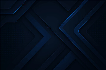 Obraz premium Abstract modern black dark blue abstract background banner. Illustration vector technology background, for design brochure, website, flyer. Geometric shapes wallpaper for poster.