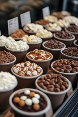 Fototapeta premium chocolate drinks with various toppings. food display concept