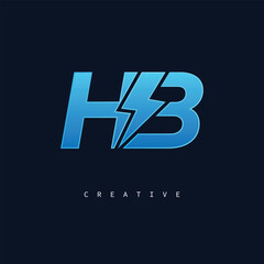 HB Thunderbolt Monogram – Futuristic Electric Logo with Bold Blue Energy Strike