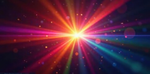 Obraz premium Intense lens flare with rainbow colored streaks, design, filter