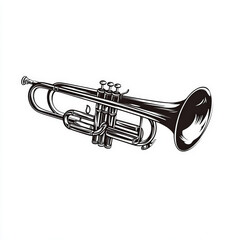 Obraz premium trumpet silhouette , black and white illustration isolated on white background