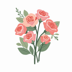 Fototapeta premium Pastel Pink Roses Bouquet Illustration