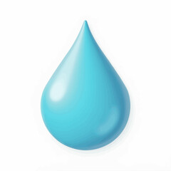 Single Blue Water Drop on White Background