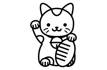 招き猫のシンプルアイコンベクターイラスト 正月 縁起物 日本 和風