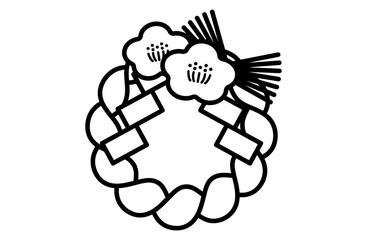 しめ飾りのシンプルアイコンベクターイラスト 正月 縁起物 日本 和風 しめ縄