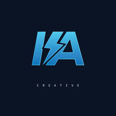 IA Thunderbolt Monogram – Futuristic Electric Logo with Bold Blue Energy Strike