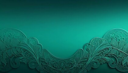 Elegant flowing floral design in soothing monochromatic teal creates a calm, sophisticated mood.