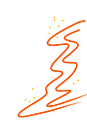 Orange simple line art element transparan background 