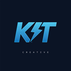 KT Thunderbolt Monogram – Futuristic Electric Logo with Bold Blue Energy Strike