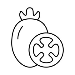 Feijoa Fruits Editable Stroke Icons. Healthy Eating, Vegan Food, Diet, Weight Loss, Vegetarian Food Themes Vector Illustration