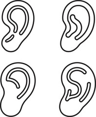 High resolution ear icons set for medical or audio applications