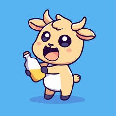 Fototapeta premium a cartoon cow holding a bottle of beer