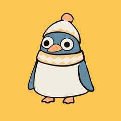 a penguin wearing a hat and scarf