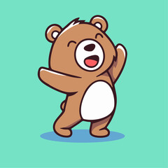 a cartoon bear is standing up with his arms up