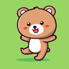 a cartoon bear is dancing on a green background
