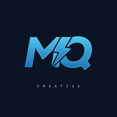 MQ Thunderbolt Monogram – Futuristic Electric Logo with Bold Blue Energy Strike