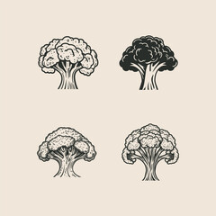 Fototapeta premium Set tree logo vector icon illustration style