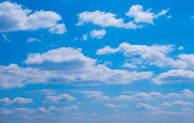 Panorama of cloud clear sky background for summer vacation concept at ocean and summer sea water...