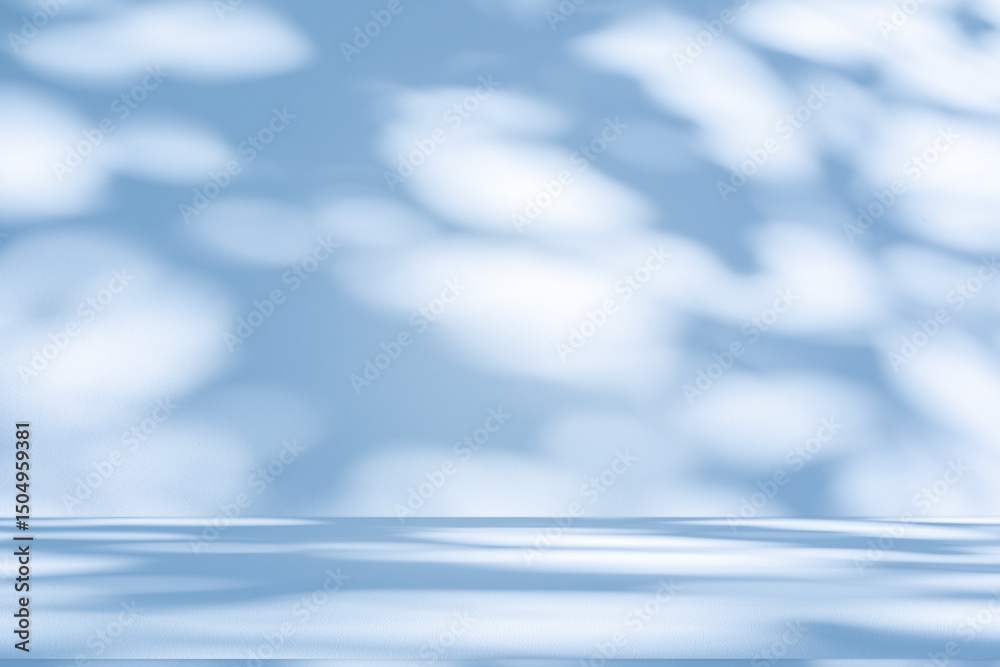 Aufkleber Wall interior background, studio and backdrops show products. with soft light shadow from window color blue and white. background for text insertion and presentation of product	