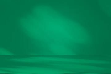 Wall interior background, studio and backdrops show products. with leaf shadow from window color green and white. background for text insertion and presentation of product	