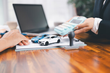 ฺBusinessman approval stamper stamp on paper business contract. car loan money approved. Dealer...