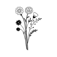  Stylized Black and White Flower Garden