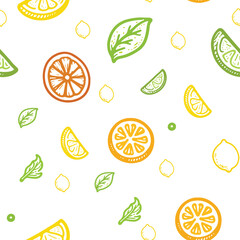 seamless leaf, Lemon colorful pattern design