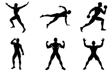 Silhouettes of Athletes in Dynamic Fitness Poses