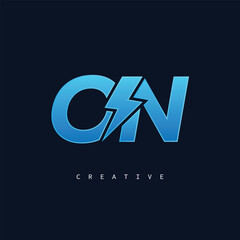 ON Thunderbolt Monogram &ndash; Futuristic Electric Logo with Bold Blue Energy Strike