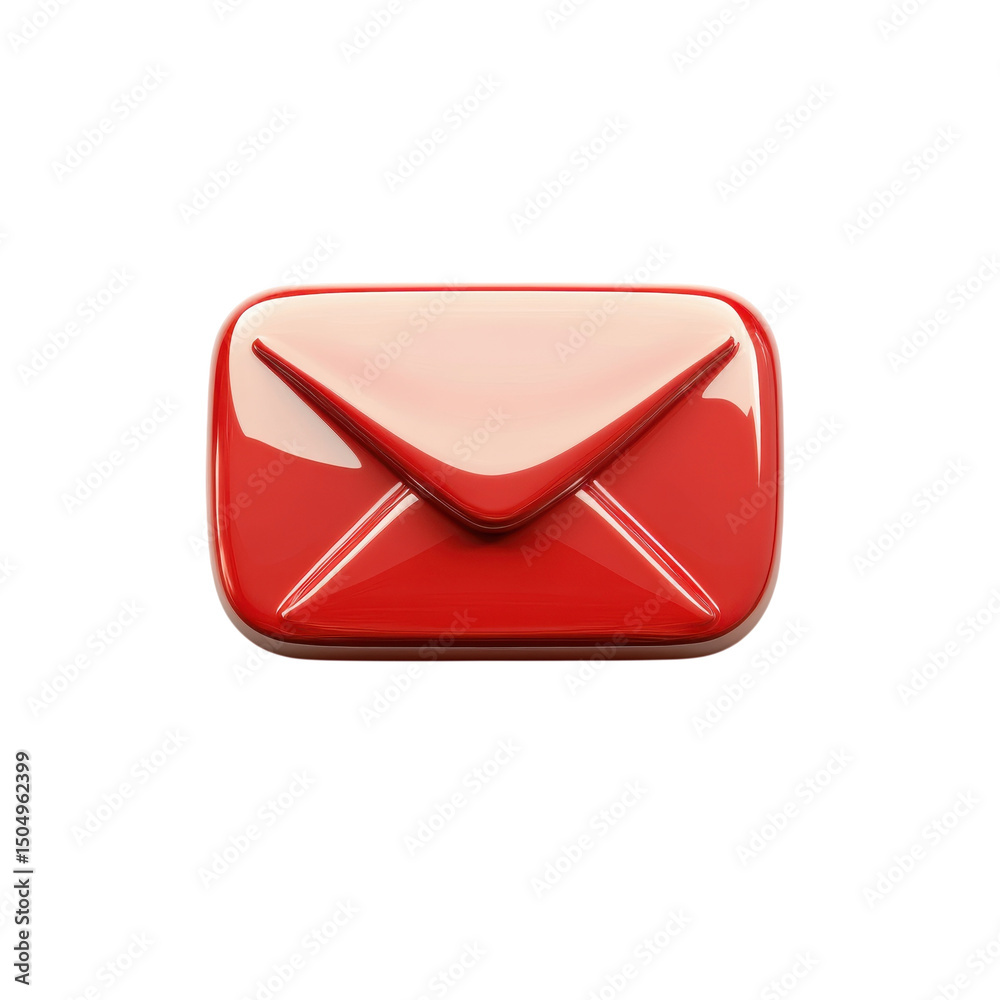 Fototapete a sleek red envelope icon representing digital communication for sending on transparent background