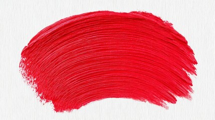 Bold Red Paint Stroke Texture  Artistic Brushstroke  Isolated on White Background